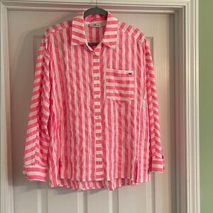 Vineyard Vines Women’s Button Down Pink Striped Shirt- size 12